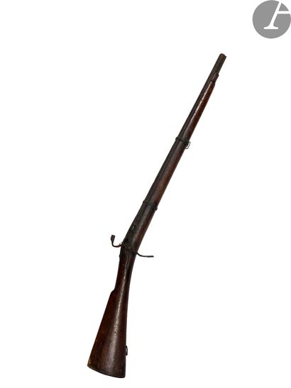 Small Afghan wick rifle. Round barrel with...