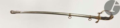  German cavalry officer saber. Handle covered with stingray with filigree. Chased...