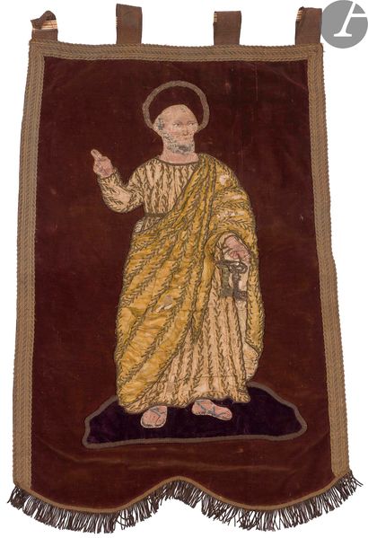 Decorative banner In brown velvet lined with...