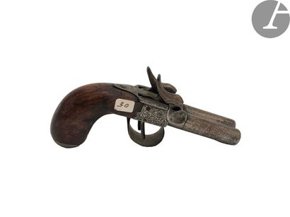 Small travel pistol with trunk, with percussion,...