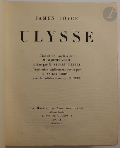 null JOYCE (James).
Ulysse.
Paris : La Maison des Amis des Livres, 1929. — In-4,...