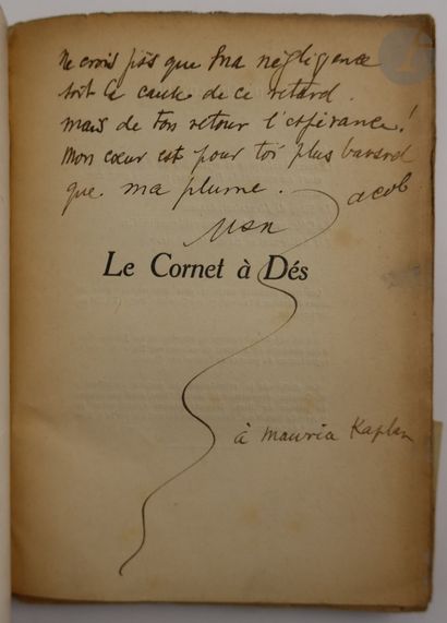 null JACOB (Max).
Le Cornet à Dés.
[Paris : l'auteur, 1917]. — In-8, broché.
Édition...
