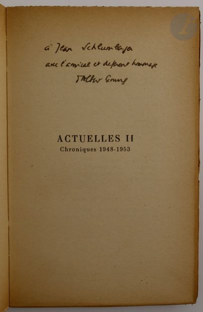 null CAMUS (Albert).
Actuelles II. Chroniques 1948-1953.
Paris : Gallimard, [1953]....