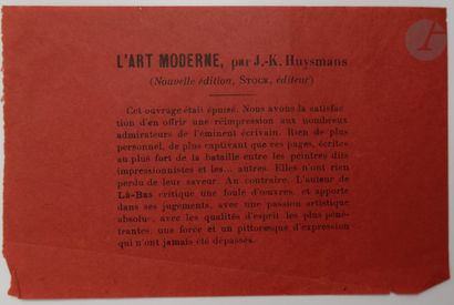 null HUYSMANS (Joris-Karl).
L'Art moderne.
Paris : P.-V. Stock, 1902. — In-8, broché.
Nouvelle...