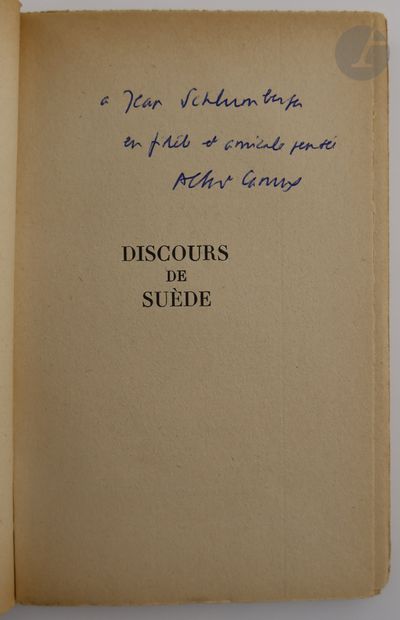null CAMUS (Albert).
Discours de Suède.
Paris : Gallimard, [1958]. - In-12, paperback.
First...