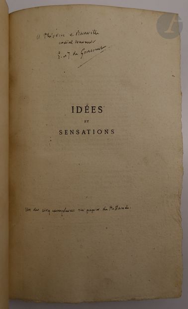 null GONCOURT (Jules et Edmond).
Idées et sensations.
Paris : Librairie internationale,...
