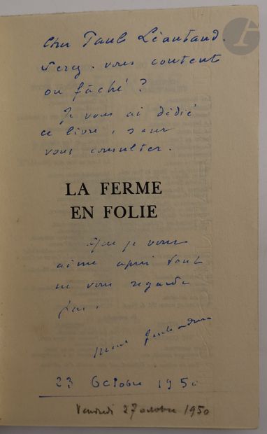 null JOUHANDEAU (Marcel).
La Ferme en folie.
Paris : Librairie Gallimard, [1950]....