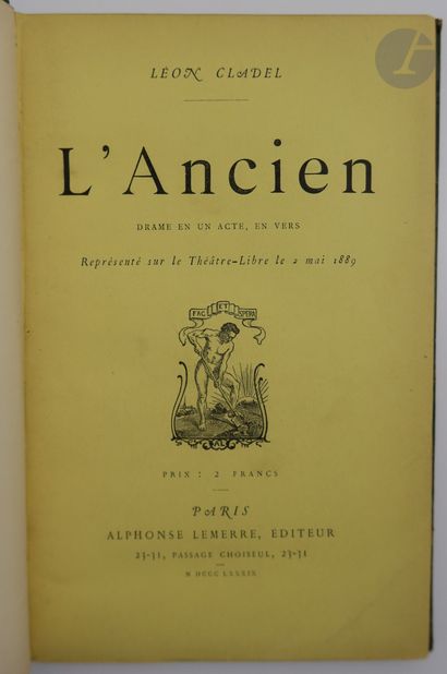 null CLADEL (Léon).
L'Ancien. Drama in one act, in verse. Represented on the Théâtre-Libre...