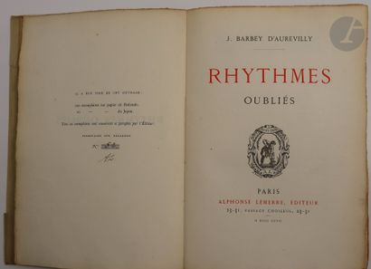 null BARBEY D'AUREVILLY (Jules).
Ensemble de 2 ouvrages :


- RHYTHMES OUBLIÉS. Paris...