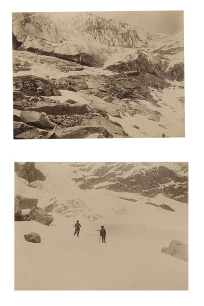  Unidentified photographer The Alps, c. 1870-1880 . Ropes. Group. Glaciers. Huts....