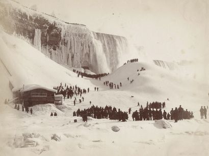  Unidentified Photographer Frozen Niagara Falls, 1911. Two albumen prints, mounted...