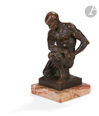  École belge vers 1900 Étude d’écorché Bronze à patine brun clair H : 15,5 cm, sur...