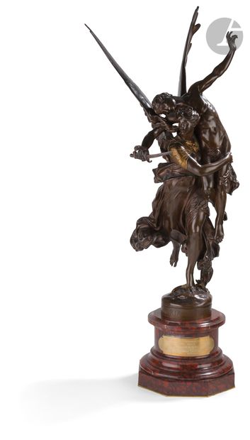 null 
A patinated bronze group representing the glory taken by the Victory; signed...