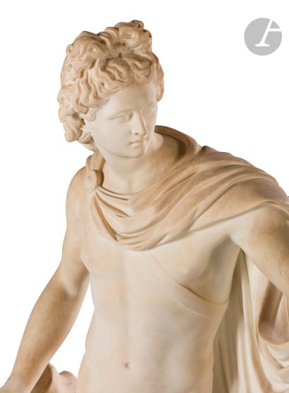 null Figure de l’Apollon du Belvédère en marbre blanc, (restaurations, notamment...