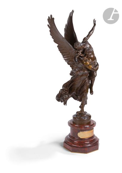 null 
A patinated bronze group representing the glory taken by the Victory; signed...