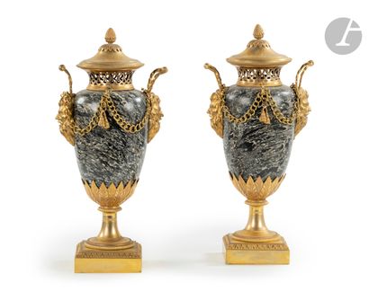A pair of Petit Antique marble pot-pourri...