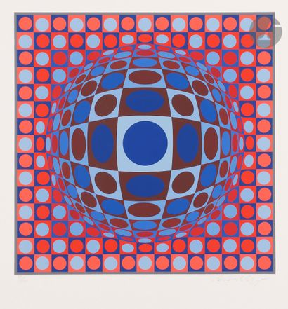 null Victor Vasarely (1906-1997) 
Composition cinétique. Sérigraphie en couleurs....
