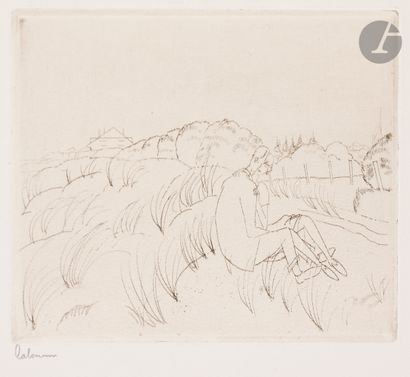  Jean-Émile Laboureur (1877-1943) Dans les dunes. 1927. Eau-forte et roulette. 118 x 95....
