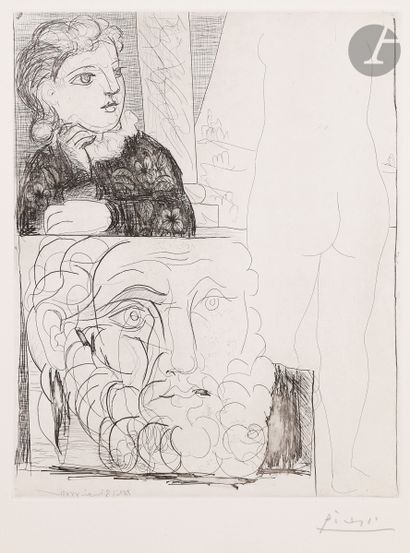 null Pablo Picasso (1881-1973) 
 Suite Vollard
Femme accoudée, sculpture de dos et...
