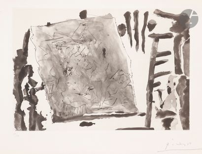 null Pablo Picasso (1881-1973) 
Peintre et modèle avec une grande toile. 12 mars...