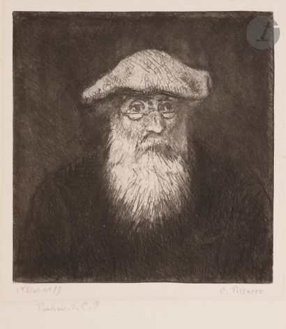 null Camille Pissarro (1830-1903) 
Camille Pissarro, par lui-même. Vers 1890. Eau-forte...