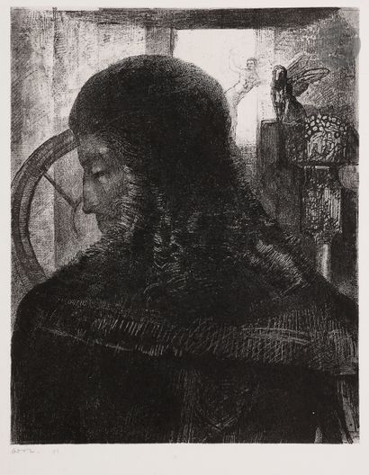 null Odilon Redon (1840-1916) 
Vieux chevalier. 1896. Lithographie. 235 x 298. Mellerio...