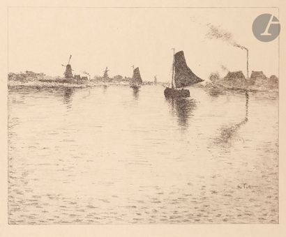 null Siebe Johannes Ten Cate (1858-1908) 
Canal en Hollande. 1894. Lithographie....