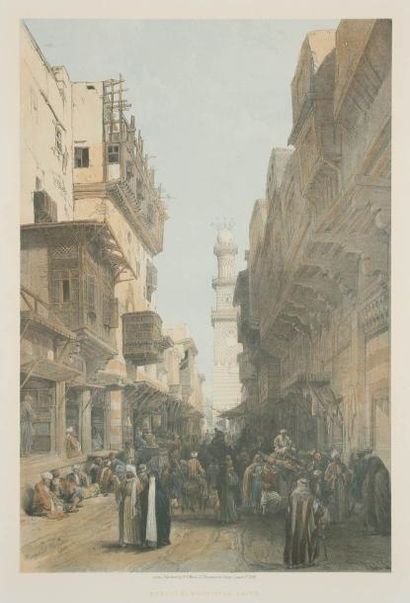 DAVID ROBERTS (1796-1863) MOSQUE EL MOORISTAN. CAIRO, 1849 Lithographie polychrome....