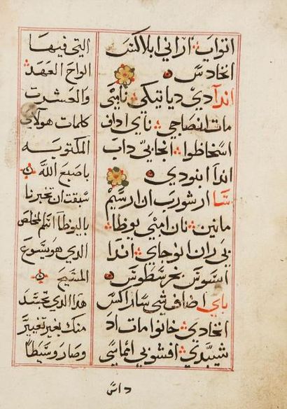 null FOLIO DE BRÉVIAIRE COPTE, EGYPTE, XVIIIe-XIXe SIÈCLE Folio de papier de 13 lignes...