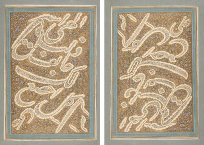 null CALLIGRAPHIES PERSANES, IRAN, XVIIe ET DATÉ 1878 Deux folios de manuscrit d'un...