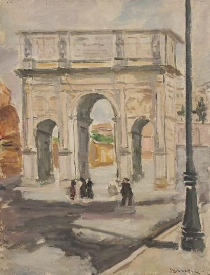 Jules CAVAILLES (1901-1977) Arc de Constantin à Rome, vers 1935 Huile sur toile....