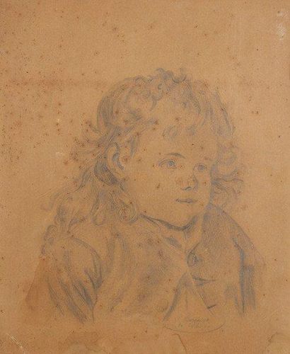 L. BURGAUST (actif à la fin du XIXe siècle) Portrait d'un petit garçon Crayon noir...