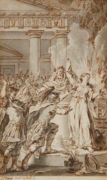 Jacobus BUYS (Amsterdam 1724 - 1801) Le sacrifice d'Iphigénie, projet d'illustration...