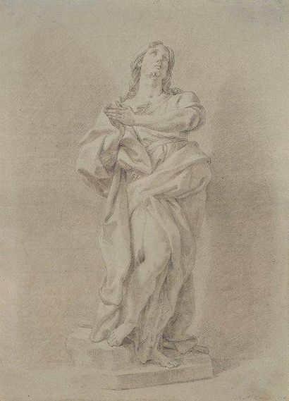 Attribué à Antonio CANOVA (1757 - 1822) Etude pour le Christ Pierre noire sur papier...