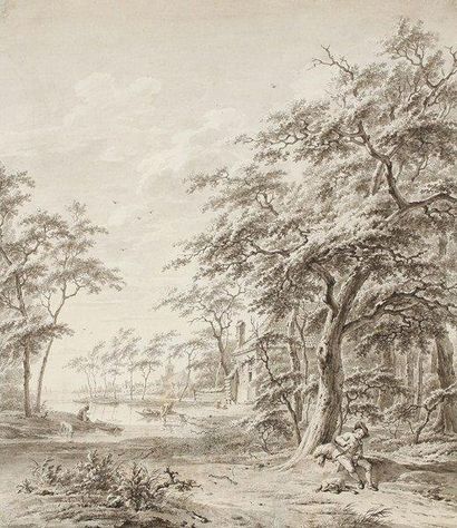 Attribué à Prosper François Irénée BARRIGUES de FONTAINIEU (1760 - 1850) Paysage...