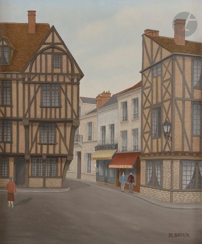 Maurice BONNIN (1911-1993 )Old Norman houses,...