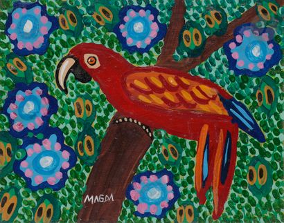 null Magda MITTARAKIS [Brazilian] (born 1958
)Arara vermelha, 1993 - Toucan and parrot...