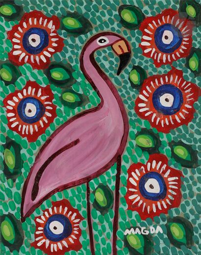 null Magda MITTARAKIS [Brazilian] (born in 1958
)Flamingo Rosa, 1992 - Papagaio amarelo,...