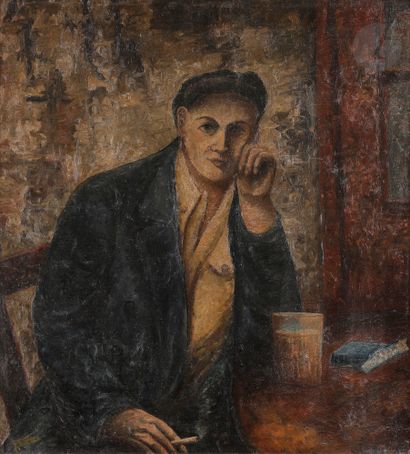  Ferdinand DESNOS (1901-1958) Portrait d’homme à la cigarette Huile sur toile. Signée...