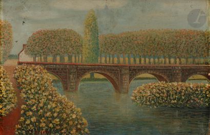 null Ferdinand DESNOS (1901-1958
)The Bridge, 1936Oil
on board.
Signed lower left.
(Wear...