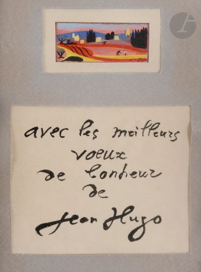  Jean HUGO (1894-1984) Provence, dans les champs Gouache. Signée en bas à droite....