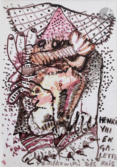null Stani NITKOWSKI (1949-2001
)Henri VIII en galette des rois, 1976Watercolor
.
Signed...
