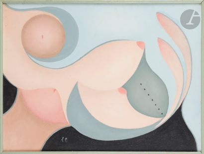  Louis CARMEIL (1920-1999) Nu au corset Huile sur toile. Monogrammée en bas vers...