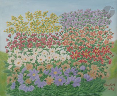  André BAUCHANT (1873-1958) Massif de fleurs, 1948 Huile sur toile. Signée et datée...