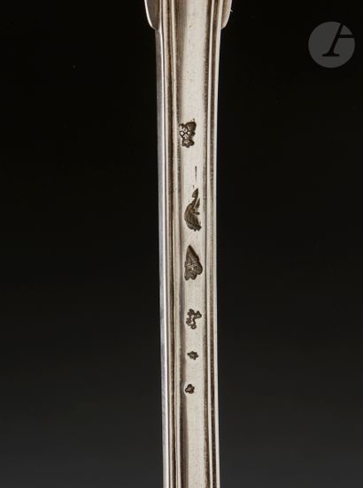 null PARIS 1736 - 1737
Pot spoon in silver, in its rectangular hinged case, lined...