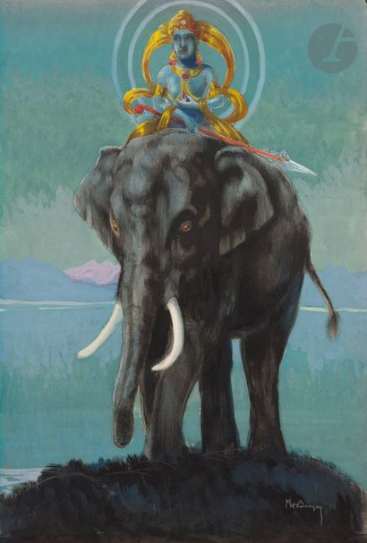 null Maurice Jaubert de BECQUE (1878-1938)
Bouddha juché sur son éléphant
Encre et...
