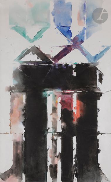 null Paul KALLOS [Hungarian] (1928-2001
)Composition, 1989Acrylic
on canvas.
Signed...