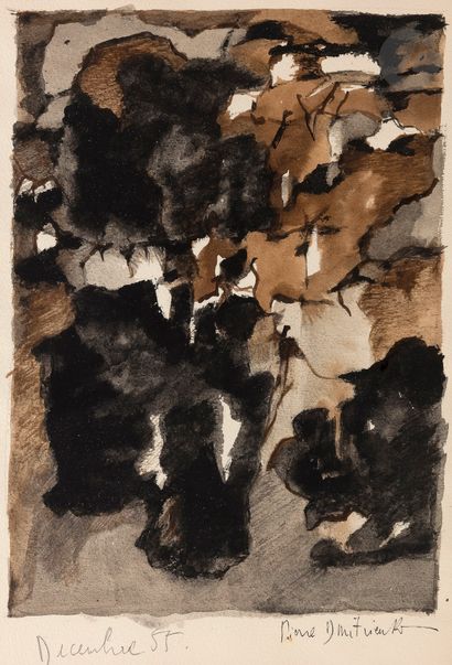 null Pierre DMITRIENKO (1925-1974)
Composition, 1955
Encre et aquarelle.
Signée et...