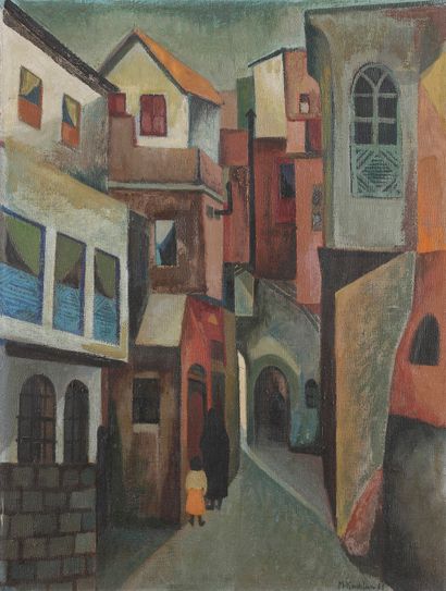 null Mamdouh KASHLAN [Syrian] (born 1929
)Alley in Damascus, 1968Oil
on canvas.
Signed...