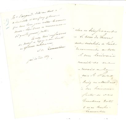 null Alphonse de LAMARTINE. 3 L.A.S., 1839-1842, à Ludovic Vitet ; 4 pages in-8 à...